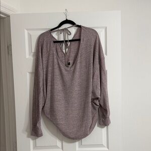 SHEIN Mauve Long Sleeve V-Neck Top